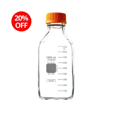 Frasco Armazenamento Quadrado 1000ML, Graduado, Tampa Rosca